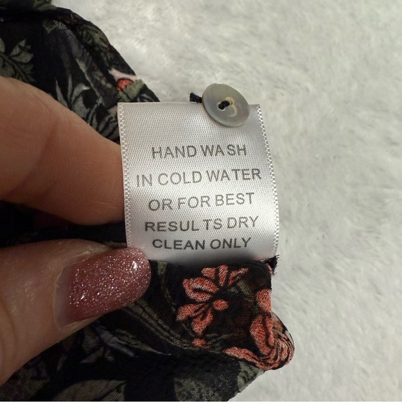 Jodifl size small Floral V-Neck Tie-Front Blouse long sleeve ruffles - Picture 3 of 10